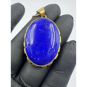lapis lazuli pendant brass Mine 4 Afghanistan Dark Blue Natural
